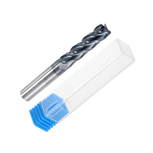Image of uxcell Carbide Square End Mill, 1 /2 inch Dia AlTiN Coated 4 Flutes Milling Bit Cutter, for Carbon Steel Alloy Steel Titanium Metal, 1 /2 inch Shank 2 inch Cut Length 4 inch Extra Long HRC50