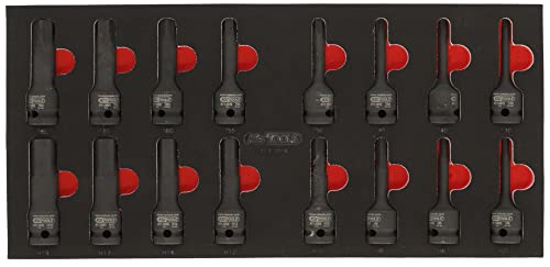 KS Tools 713.1016 - Module de douilles à chocs 1/2'' - Pour servantes et établis - Empreinte des outils découpée au laser - Mousse imputrescible - 16...