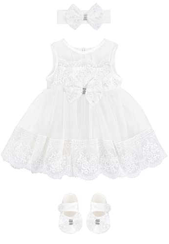 Taffy Baby Girl Christening Baptism Embroidered Dress Gown 6 Piece Deluxe Set 0-3 Months, White #TOP13