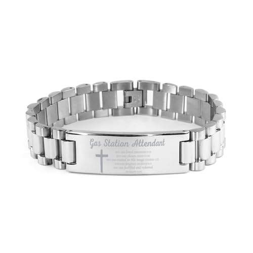 Motivational Gas Station Attendant gifts, Gas Station Attendant Cuban Chain Bracelet Religious Bible Verse Gas Station Attendant You are loved, you are chosen Romans 3:24, Gas Station Attendant Faith