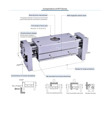Vérin pneumatique à pince ouverte HFT32x60 pour automatisation industrielle
