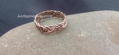 Solid Copper Braided ring, Stackable Arthritis Rings, Braied Unique Women's Statement Handmade bride Ring Jewelry,4