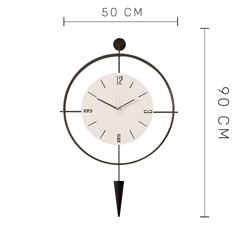 Image of FUNTLY Lavipen Black White Led Wall Clocks for Living Room, 50cm Large Modern Silent Wall Clock, Gold Clock with No Ticking, Scandinavian Design with Sweep Movement, for Home Decor (Black White Led)