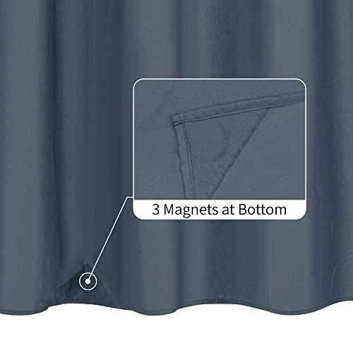 Image of ALYVIA SPRING Extra Long Fabric Shower Curtain or Liner Stone Blue, 72x84 | 3 Magnets, Soft Cloth & Hotel Quality, Machine Washable, Light-Weight, Extra Long Size