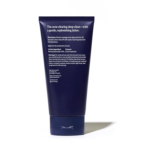 Curology Acne Facial Cleanser Treatment, 2.5% Benzoyl Peroxide Face Wash, For Oily and Acne Prone Skin, Milky Gel Texture, Fragrance Free, 5.07 fl oz
