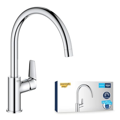 GROHE StartEdge, Küchenarmatur mit hohem Auslauf (Wasserhahn für die Küche, 360° schwenkbar, Spültischarmatur...