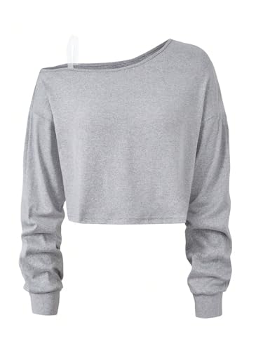 SOLY HUX Girl's Cold Shoulder Asymmetrical Neck T Shirts Long Sleeve Crop Tee Tops Fall Clothes4