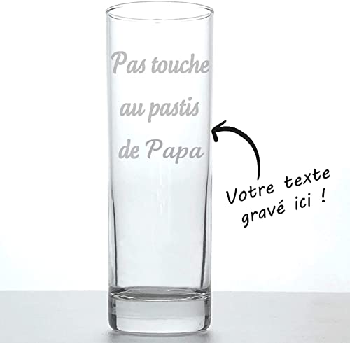 kdo-magic - Verre à ricard personnalisé - Prénom ou texte gravé - Marquage au laser - Coffret verre - Cadeau fête des pères, papa, noël, homme, retraite