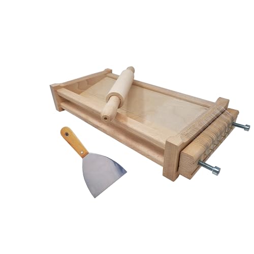 Orso Chef Chitarra Per Pasta Fresca Con Mattarello In Legno Spaghetti Fettuccine Tagliatelle Artigianale Abruzzese Con Spatola Tagliapasta Inclusa, Co