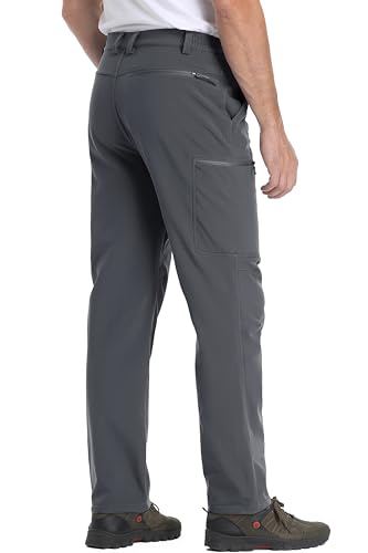 Magcomsen Hiking Pants For Men Cold Weather Fleece Lined Waterproof Pants Mens Dress Pants With Elastic Waist Dark Grey 32 thumb #1