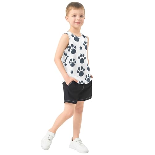 susiyo Dog Paw Print Boys Sleeveless Tank Top Girls Athletic T Shirt4
