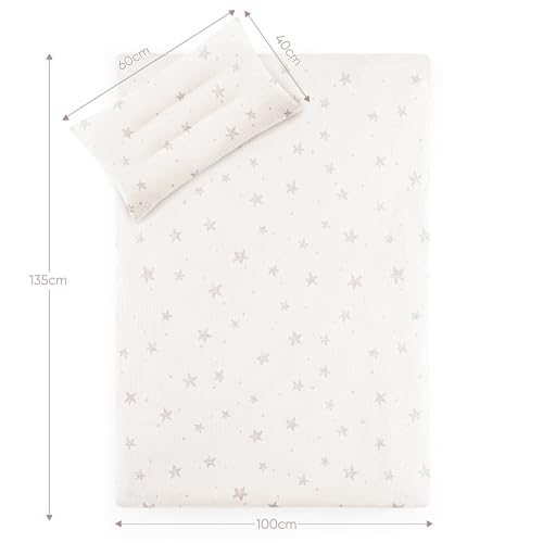 Miniatura 6 de Susurration Ropa De Cama Infantil De Muselina, 100 X 135 Cm, Funda De Almohada De 40 X 60 Cm, Ligera Y Cómoda, Juego De Ropa De Cama Para Bebés Y Niños Estrella De Albaricoque