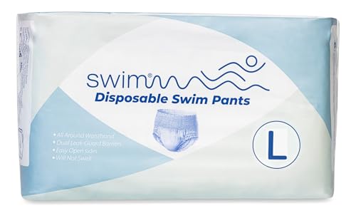 SWIMMM – Pañales de natación desechables para adultos – Talla L (71–95 kg / 95–135 cm cadera) – 18 unidades – Discreto y Suave para la piel – Protección contra incontinencia fecal – Natación segura