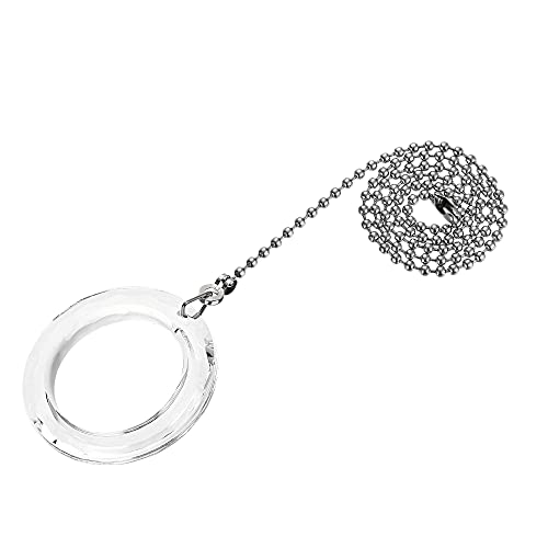 Image of uxcell Ceiling Fan Pull Chain, 20 Inch Nickel Finish Chain Ornament Extension, 50mm Clear Crystal Circle Pendant