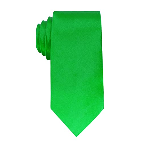 Image of Luckyvestir Mens Tie Solid Satin Neck Ties 3.15'' Formal Necktie for Wedding Business Christmas Father's Valentine's Day Gift