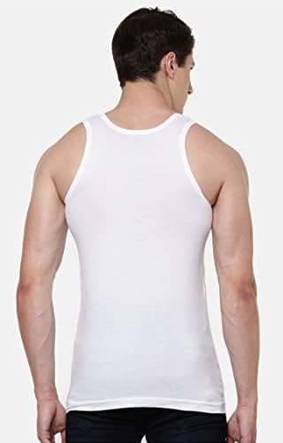 Image of RAMRAJ COTTON Pack of 5 Men's White Scoop Neck Sleeveless Cotton Undershirt Vest(White 3;110)