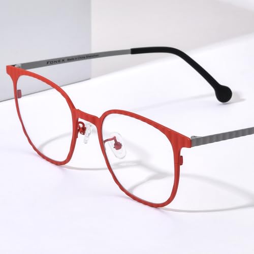 Image of FONEX Colorful Pure Titanium Glasses Frame Women Retro Round Eyeglasses F85782