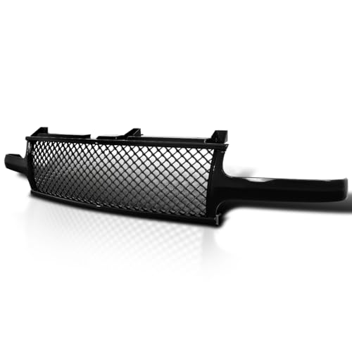 Spec-D Tuning Glossy Black Honeycomb Mesh Front Hood Grille Compatible with 1999-2002 Chevy Silverado 2000-2006 Tahoe Suburban