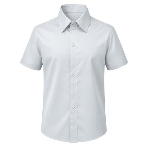 Image of Lilax Boys Classic Short Sleeve Button Down Casual Solid Dress Shirt
