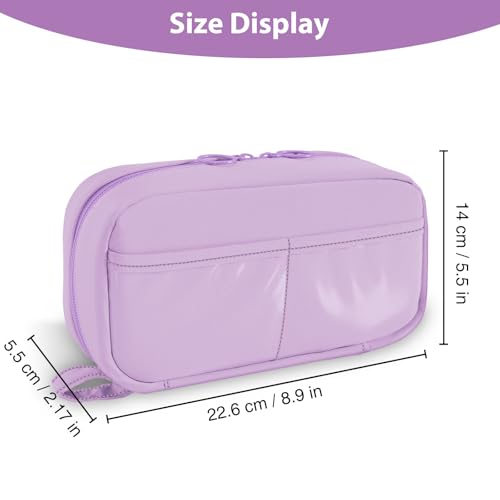 Image of FINPAC Pencil Case, Large Capacity Pen Case, Portable Durable Bag Pouch Holder Box Organize for Study, Office, or Travel, Only a bag (Purple)