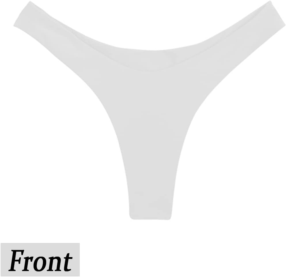 Women's Sexy Cheeky Brazilian Cut Bikini Bottom Solid Low Rise High Leg Thong Swimsuit Bottom - Image 4