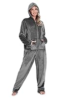 CityComfort Jumpsuit Damen Kuschelig Fleece Einteiler Schlafanzug Onesie Damen S-XL (Anthrazit, L)