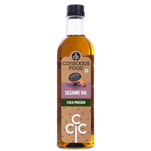 Image of Conscious Food Cold Pressed Sesame oil | 500 ml | Gingelly Oil | Natural | Black Sesame Oil | Unrefined Til Oil | Chemical-Free
