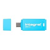 Integral Neon-C 32GB USB 3.2 Gen 1 Flash Drive – High-Speed Type-C/USB 3.1/3.0, NEON Blue, Read 150MB/s, Write 30MB/s, Plug-and-Play, Portable Storage for PC, Mac, Laptop