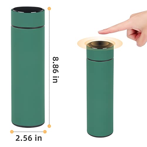 Thermos,15Oz Coffee Thermos For Hot Drinks(Women,Men,Baby),Smart Sports Water Bottle With Led Fahrenheit Display,Frosted Feel,Keeps Hot For 12 Hrs,Cold For 12 Hrs(Green) #TOP2