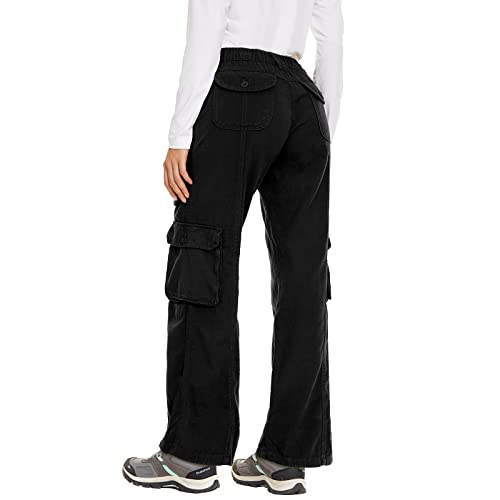 Women's Hiking Cargo Pants Joggers Cotton Casual Military Army Combat Work Pants With 7 Pocket,Black L #TOP1