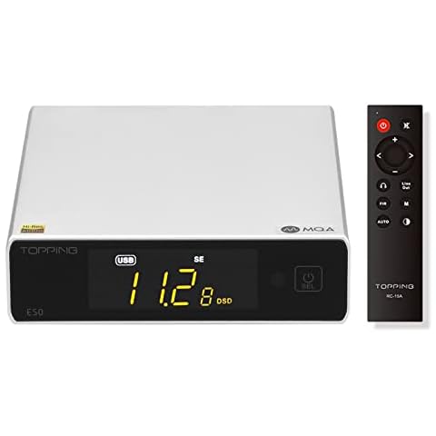 Topping E50 Mini HIFI DAC ES9068AS DSD512 PCM768kHz USB DAC USB/Coax/Opt Inputs RCA/TRS Outputs MQA Decoder for Home Theater Sliver Cover