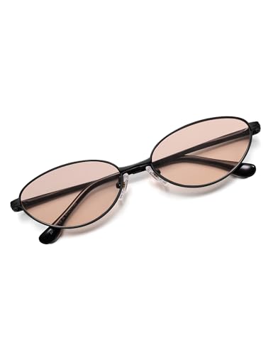 Retro Oval Cat Eye Sunglasses for Women, Vintage Metal Frame with Spring Hinge, Trendy Fashion Glasses AP3730