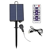 ZPSHYD Solar Battery Box for LED String Lights, Outdoor String Lights Control Panel with DC Charging 8 Remote Control Modes Pack Powered Lithium Panel Light w/Remote Control (24V)