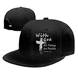 with God All Things are Possible Christian Faith Snapback Hats for Men Baseball Cap Adjustable Flat Bill Trucker Dad Gift,Husband,Boy Friend,Brother,Uncle,Grandfather,Grandpa Black