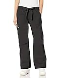 KOI Women's Lindsey Ultra Comfortable Cargo Style Scrub Pants Sizes, Black, Medium Petite