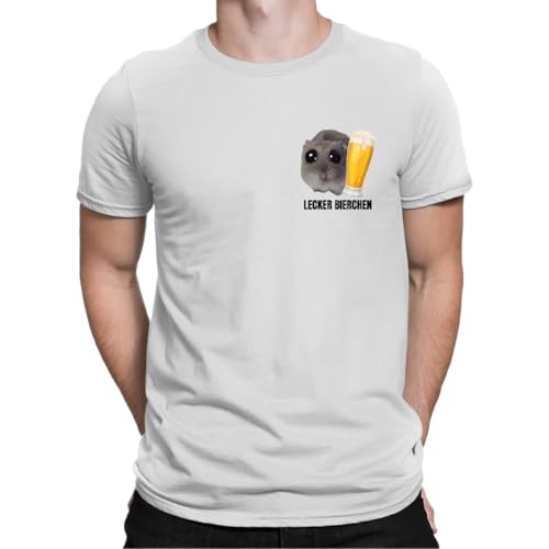 Lecker Bierchen Sad Hamster Meme T-shirt pour homme, Blanc., L