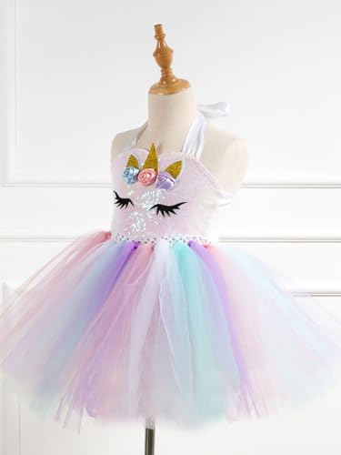 Handmade Unicorn Sequin Tutu Dress for Girls 2-9 Y with Headband and 6 Pcs Accessories Set2