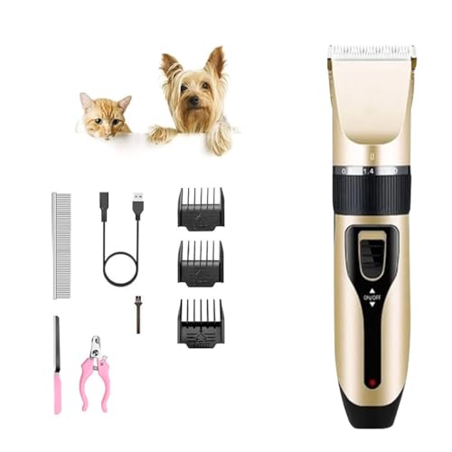 Maquina de Tosar Profissional Pet Cães e Gatos Sem Fio Ideal para Retoques, 4 Pentes de Altura, Cort