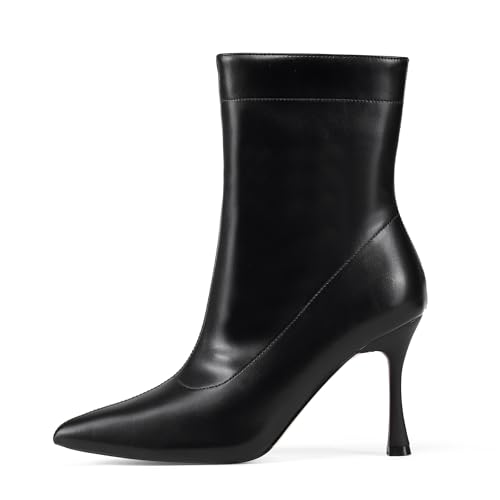 Elisabet Tang Ladies Dress Ankle boots 3.5IN Pointed toe - Mid Heel Stiletto Work Booties for Women Trendy Short Boots2