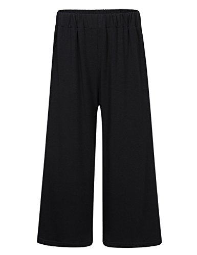 Glorysunshine Women's Elastic Waist Solid Palazzo Casual Wide Leg Pants With Pockets A-Black Xl #TOP1