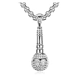 AdorabFruit Colgante de regalo Personalidad Chapado en oro Collar de micrófono Hombre Mujer Hip Hop Rock- Micrófono incrustado Accesorios Joyería de fiesta (color metálico: Plata)