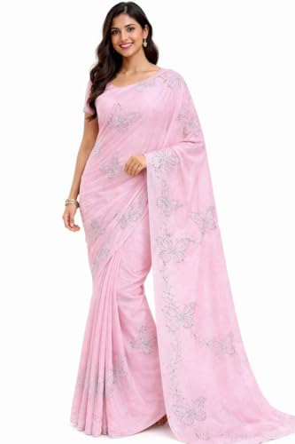 RS Creation soft net pink saree image