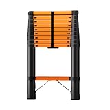 Escalera telescópica Plegable de Pared pequeña, portátil, Ligera, de 3,8/4,2/5/6,2/7,1/8 Metros, for Trabajos en Interiores y Exteriores.(3.8 Meters)