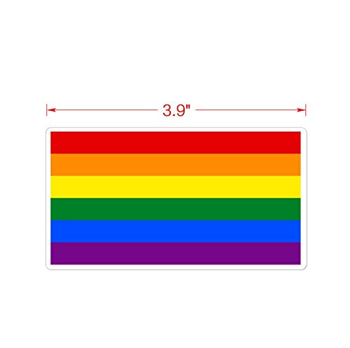 Dealzepic - Rainbow Flag/Gay Pride Symbol Sign - Self Adhesive Peel And Stick Vinyl Mac Decal/Car Bumper Sticker - 3.94 X 2.13 Inches | Pack Of 4 Pcs #TOP2