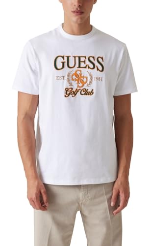 GUESS Men's Eco Short Sleeve 4G Tee, Pure White