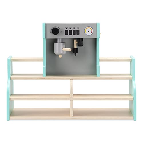 Navaris Kinder Café aus Holz - Kinderküche Kaffeemaschine - Rollenspiel ab 18 Monate - Kaufladen Kindercafé 28 Teile Zubehör - Montessori Spielküche Coffee Shop – Bild 6