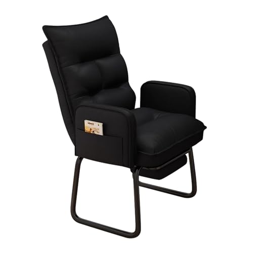 Silla Escritorio Sin Ruedas, Silla Oficina Ergonomica, Silla Ordenador, Silla Jefe, Silla Sofá, Cómoda para Sentarse Durante Mucho Tiempo, Adecuada para Salas Conferencias, Salas Espera y Reuniones(Bl