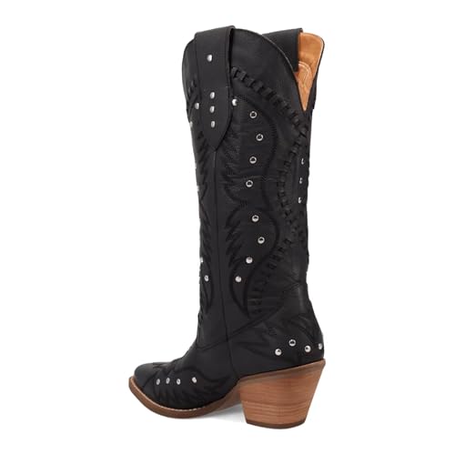 Agodor Cowboy Boots for Women - Western Cowgirl Mid Calf Boots Pointed Toe Pull On, Embroidered Studded Dress Booties, Chunky Heel for Wedding, Party, Fashion3