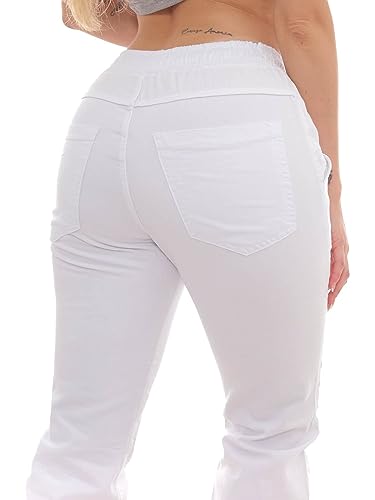 Calça Jogger Sarja Branca Feminina Tamanho:P;Cor:Branco