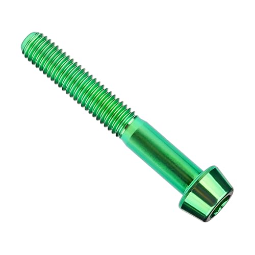 Image of Titanium Ti Bolt M5x9 16 18 20 25 30 35 40 45 50 55 60mm Tapered Head Screws Pack of 4 (M5x40mm, Green)